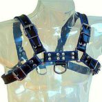LEATHER BODY - BLUE AND BLACK LEATHER HARNESS CHEST BULLDOG - imagine 2