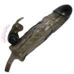 BAILE - BRAVE MAN PENIS COVER WITH RABBIT BLACK 16.5 CM - imagine 2