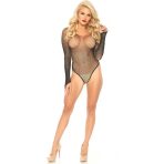 LEG AVENUE - BODY REJILLA CRISTALIZADA VERDE - imagine 4