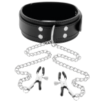 DARKNESS - COLLAR WITH NIPPLE CLAMPS BLACK - imagine 2
