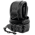DARKNESS - ADJUSTABLE BLACK LEATHER HANDS HANDCUFFS - imagine 2