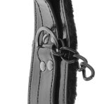 DARKNESS - BLACK ADJUSTABLE LEATHER HANDCUFFS WITH PADLOCK - imagine 4
