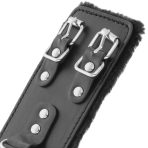 DARKNESS - BLACK ADJUSTABLE LEATHER HANDCUFFS WITH LINING - imagine 4