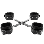 DARKNESS - LEATHER HANDCUFFS FOR FOOT AND HANDS BLACK - imagine 5