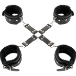 DARKNESS - LEATHER HANDCUFFS FOR FOOT AND HANDS BLACK - imagine 2
