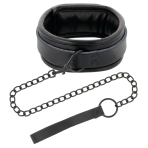 DARKNESS - BLACK LEATHER HANDCUFFS AND COLLAR - imagine 4