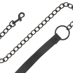 DARKNESS - BLACK LEATHER HANDCUFFS AND COLLAR - imagine 5