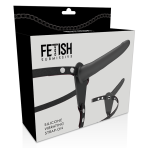 FETISH SUBMISSIVE HARNESS - BLACK SILICONE VIBRATOR 15 CM - imagine 4