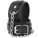 DARKNESS - BLACK TEXTURED LEATHER HANDCUFFS - imagine 2