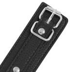 DARKNESS - BLACK TEXTURED LEATHER HANDCUFFS - imagine 4