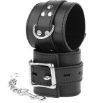 DARKNESS - BLACK LEATHER HANDCUFFS - imagine 2