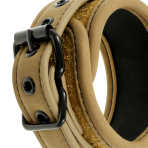 FETISH SUBMISSIVE ORIGEN - VEGAN LEATHER HANDCUFFS WITH NEOPRENE LINING - imagine 3