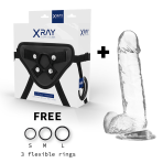 X RAY - HARNESS + CLEAR COCK WITH BALLS 20 CM -O- 4.5 CM - imagine 2